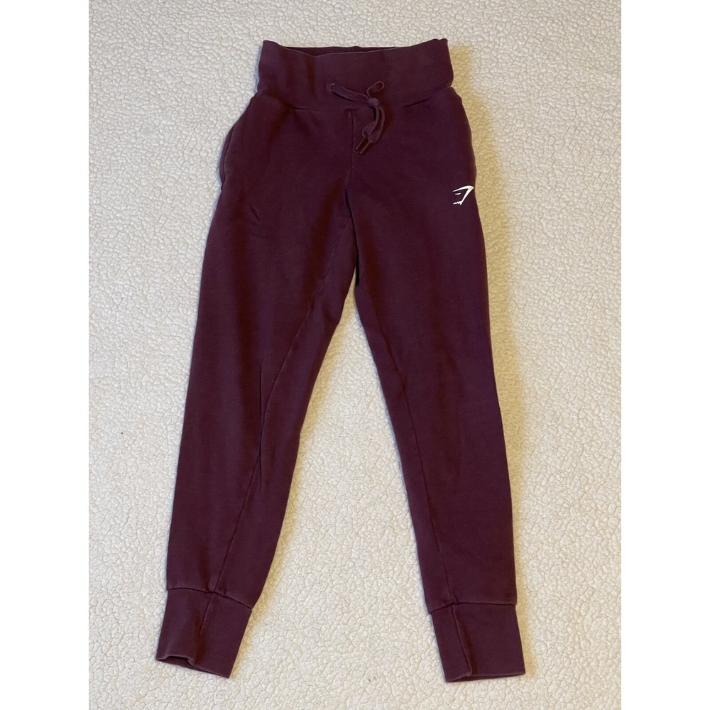 Gymshark Womens High Waisted Joggers Burgundy Plum Drawstring Sweatpants Small